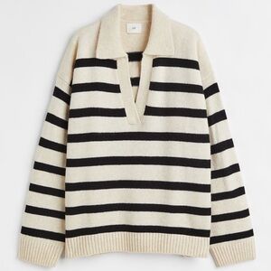 H&M Knit Collared Striped Sweater